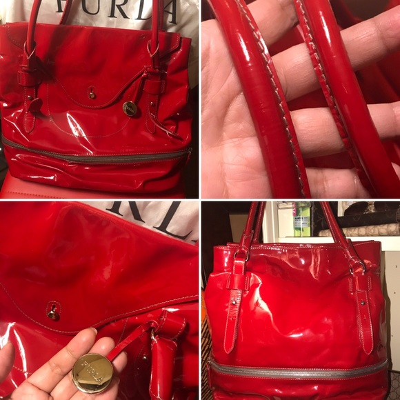 💕 Authentic FURLA REd Patent Leather- Rare 🌹💕 - Picture 7 of 13